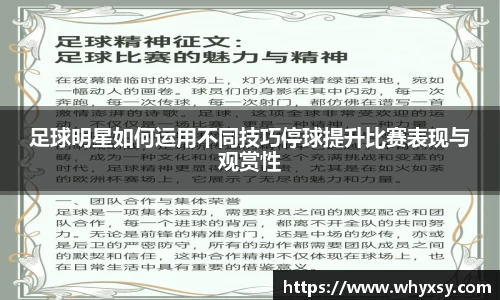 足球明星如何运用不同技巧停球提升比赛表现与观赏性